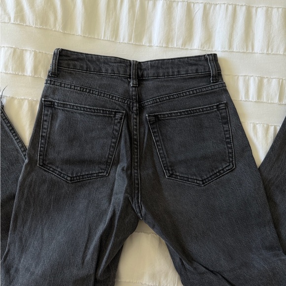 Topshop Black Straight Leg Jeans – High Rise Cropped Raw Hem W25 - Picture 5 of 6